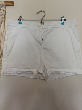 crown & ivy White Cotton Chino Bermuda Shorts
